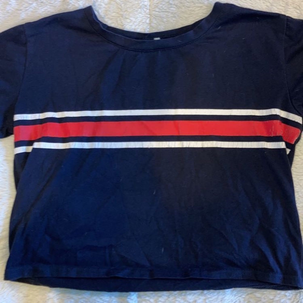 Shein Striped Navy Blue Cropped T